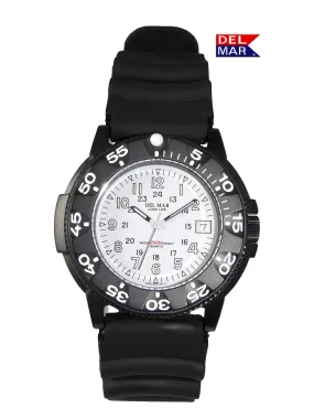 Men's Sand Key Dive 200 M White Face, PU Rubber Strap #50513