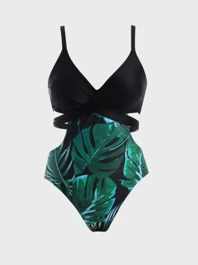 Midsize Monstera Cutout One-Piece Swimsuit