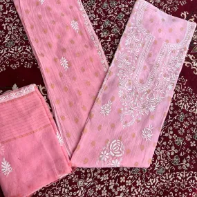 NCH,Banarasi Pure Soft Chanderi 2Pcs Suits With lucknowi Premium Hand Embroidred Chikankari