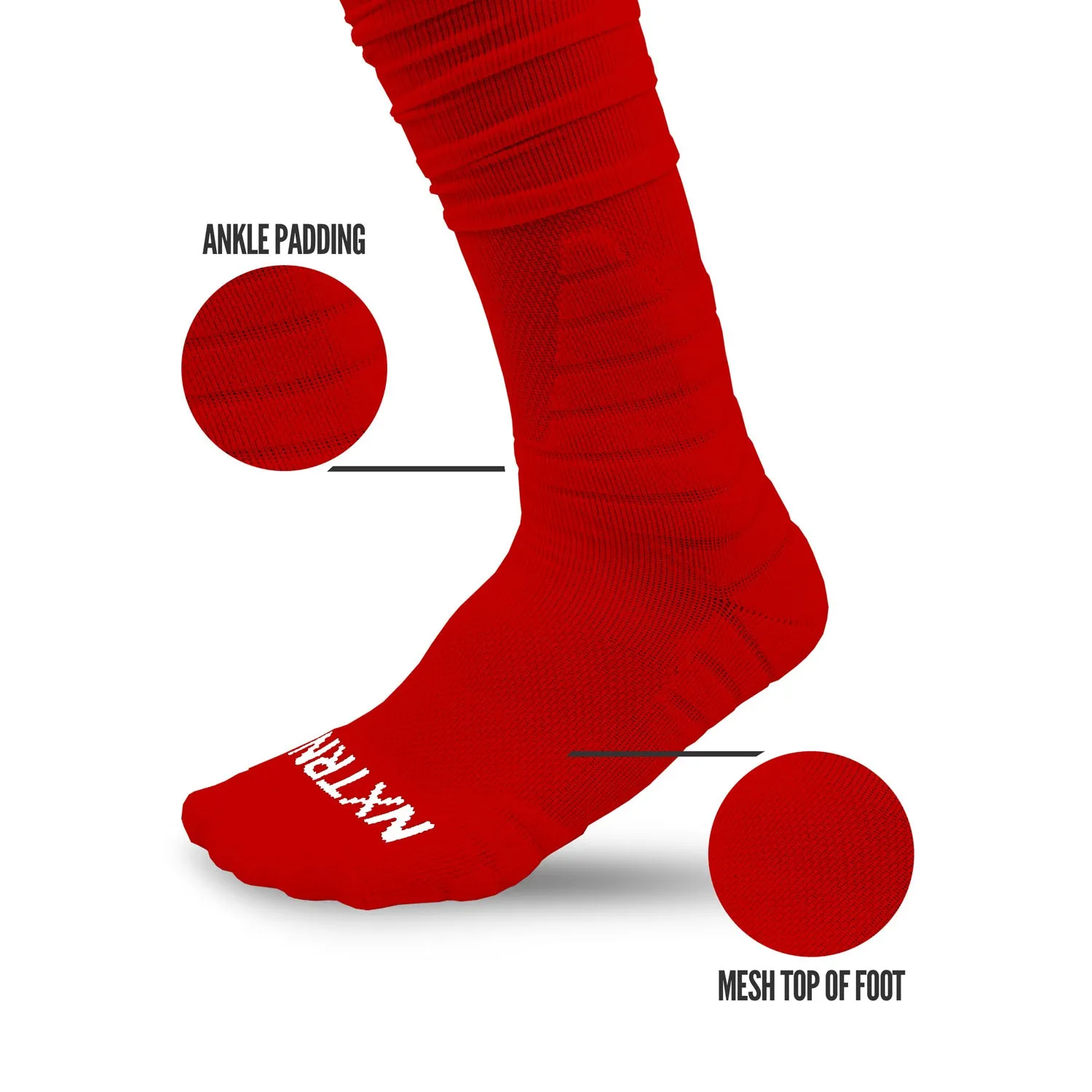 NXTRND XTD® Scrunch Football Socks Red