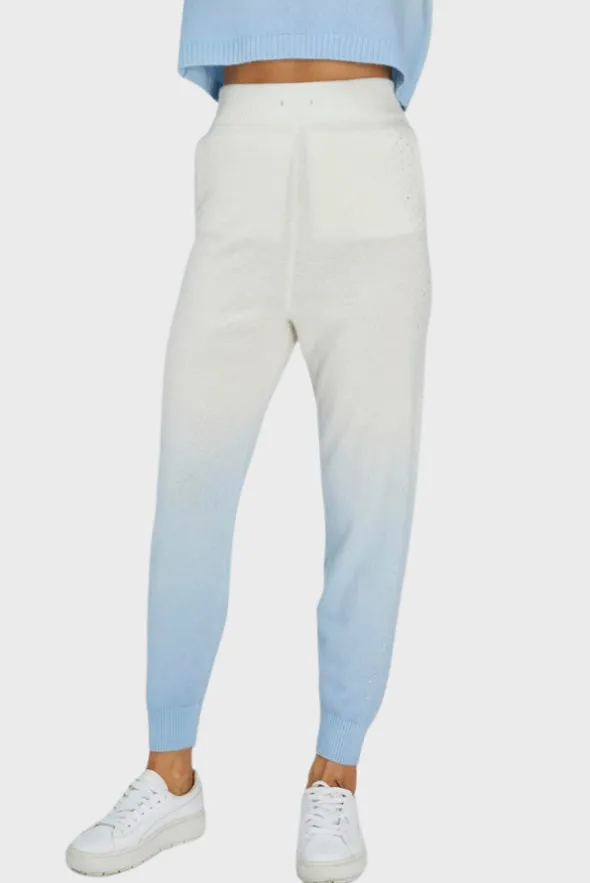 Polar Bear Gradient Cashmere Cropped Sweater-Pant SET (With Crystal Touch)