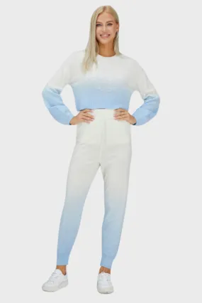 Polar Bear Gradient Cashmere Cropped Sweater-Pant SET (With Crystal Touch)