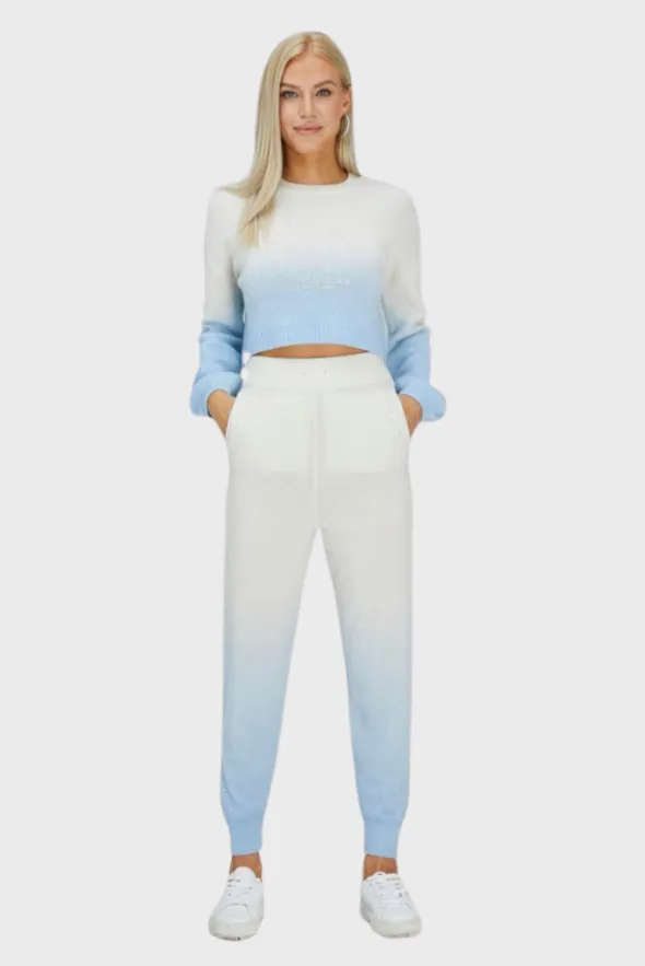 Polar Bear Gradient Cashmere Cropped Sweater-Pant SET (With Crystal Touch)