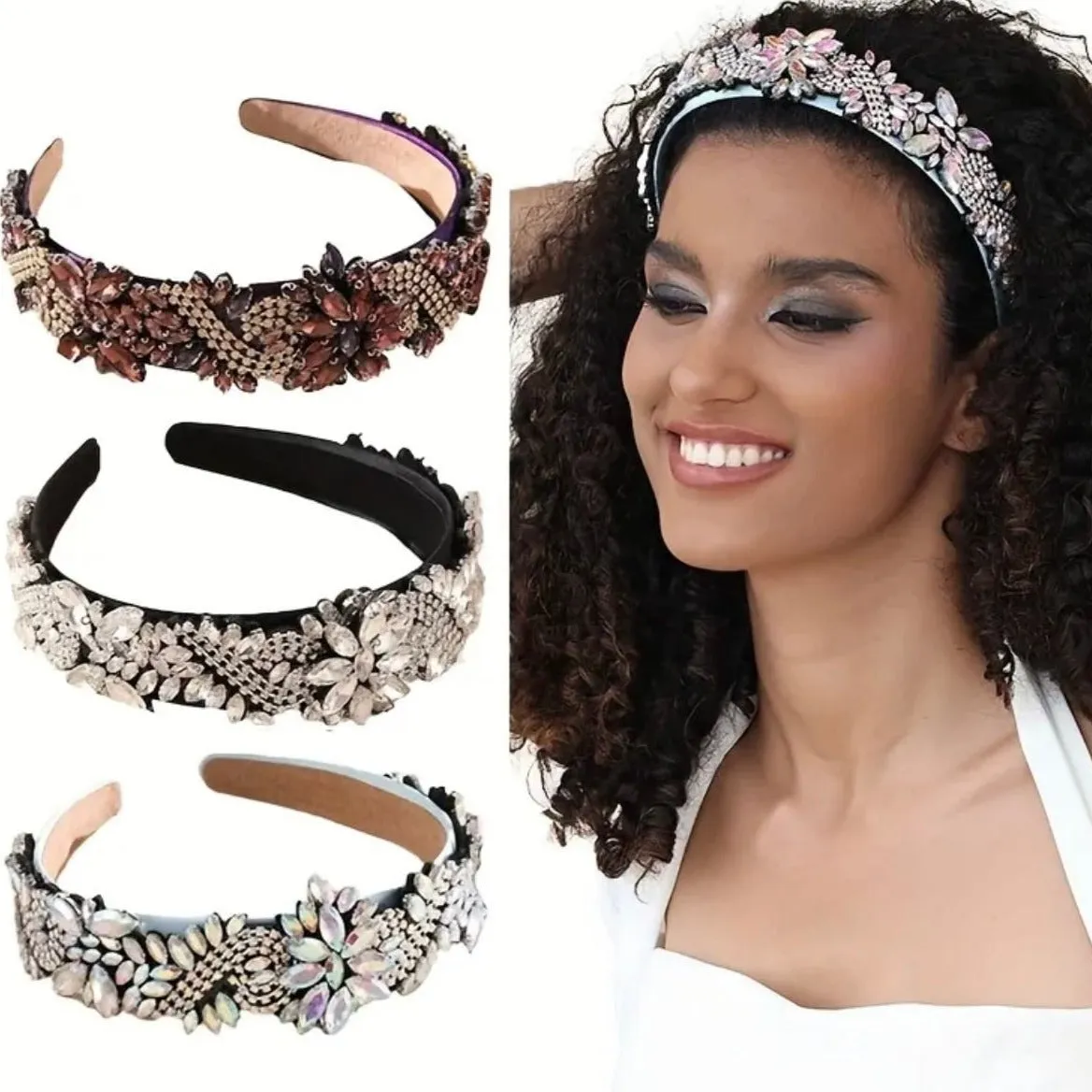 Rhinestone Crystal Headband For Glitter Gemstone Delicate Hair Band Luxury Shiny Handcrafted Head wear