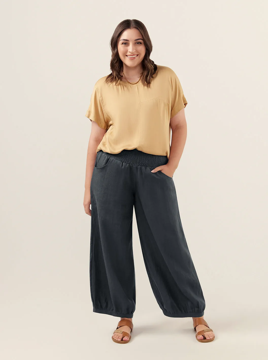 Sadhu French Linen Pants Charcoal