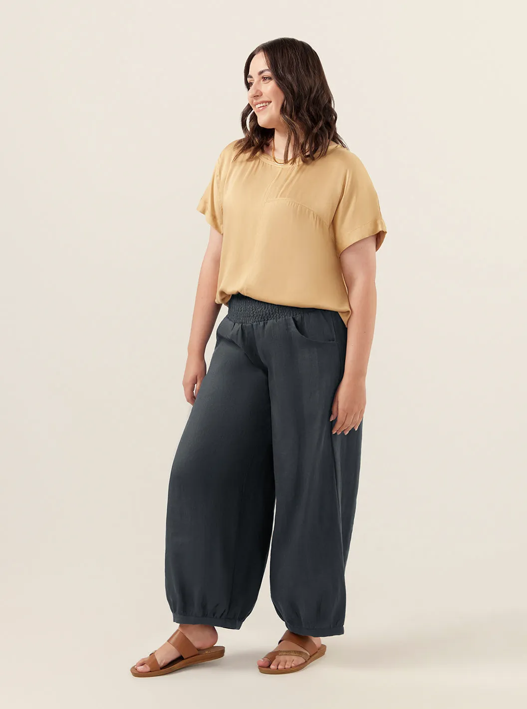 Sadhu French Linen Pants Charcoal