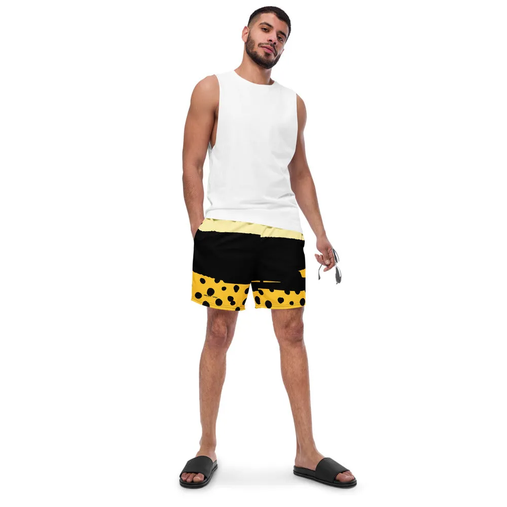 Yellow and Black Abstract Men's Swim Trunks