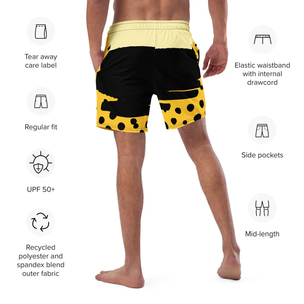 Yellow and Black Abstract Men's Swim Trunks