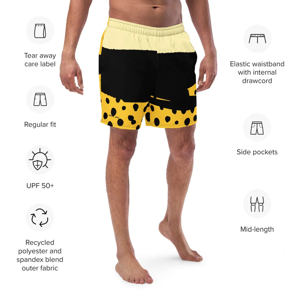 Yellow and Black Abstract Men's Swim Trunks