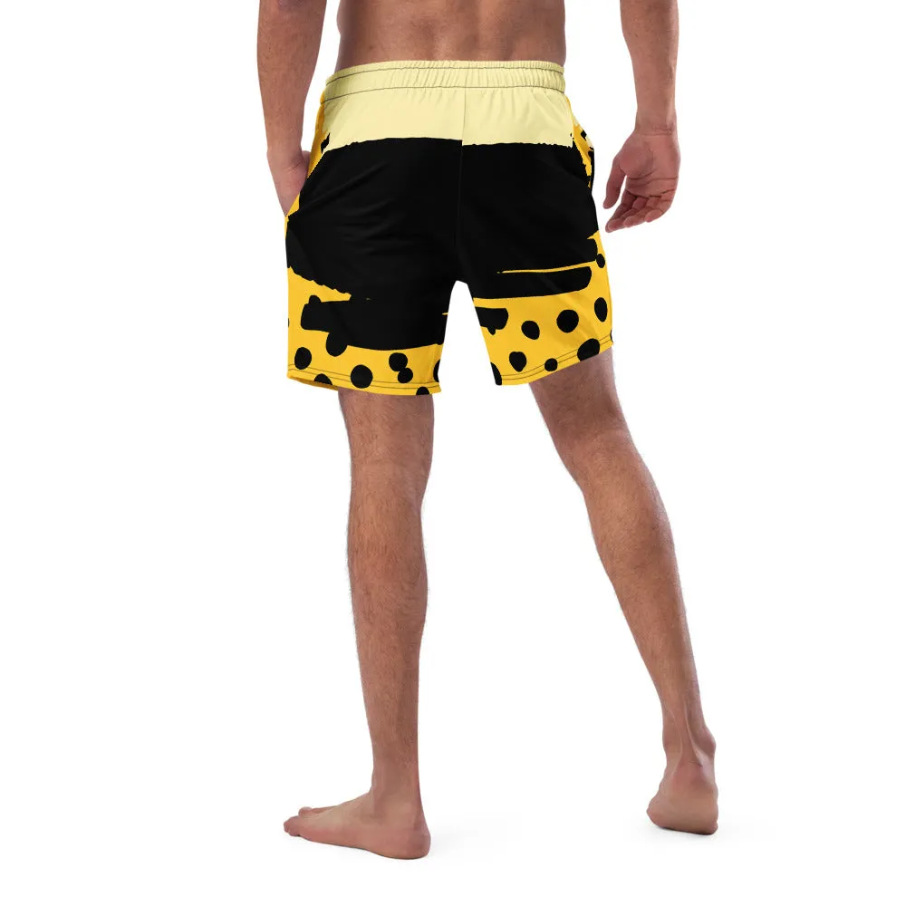 Yellow and Black Abstract Men's Swim Trunks